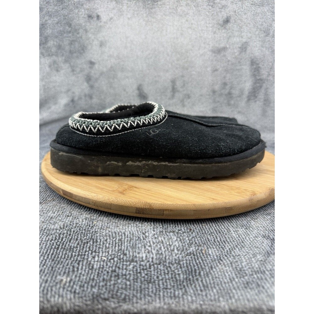 UGG Tasman Shoes Womens Size 7 Black Suede Shearling Slip-On Slippers Mules
